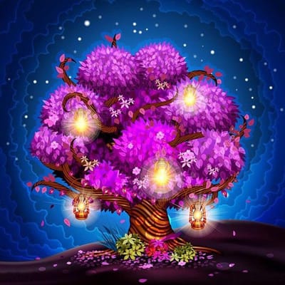 Diamant broderie paysage 5d bricolage diamant peinture arbre violet point de croix 30x30CM purple