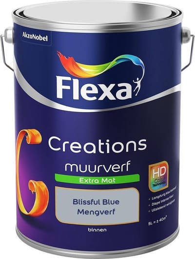 Flexa - Creations Muurverf Extra Mat - Blissful Blue - Mengverf - 5 L