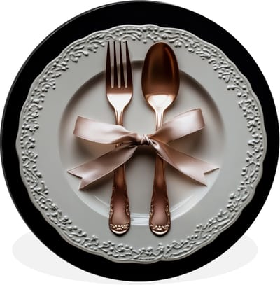 WallCircle - Wandcirkel - Muurcirkel - Rose - Strik - Bestek - Aluminium - Dibond - 30x30 cm - Binnen en Buiten
