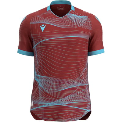 Macron Wyvern Eco Shirt Korte Mouw Heren - Bordeaux / Hemelsblauw | Maat: 3XL