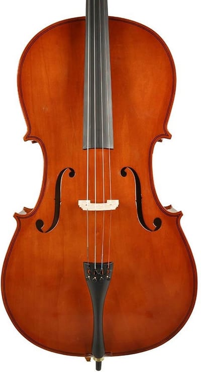 Leonardo LC-1018 cello 1/8, gelamineerde body, nitro, hardhout toets en stemsleutels, inclusief tas en strijkstok