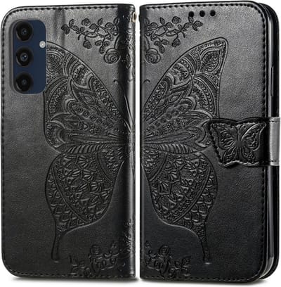 Coverup Hoesje - Geschikt voor Samsung Galaxy A16 Hoesje - Coverup Vlinder Book Case - Zwart