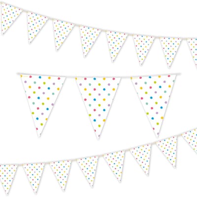 LUQ – Party Dots Vlaggenlijn – 4 m – Luxe Slinger Decoratie – Feest Versiering – Direct Ophangen – Verjaardag-Babyshower