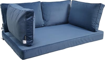 Madison - Loungekussen - Tuinkussen - Palletkussen - Rugkussen - 5-delig - 120 x 80cm - Velvet Blauw