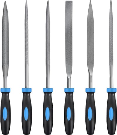 Naaldvijlenset 6-Delig - Mini Vijlen - Precisie Werk - Gehard Gelegeerd Staal - 5 mm x 180 mm - Blauw