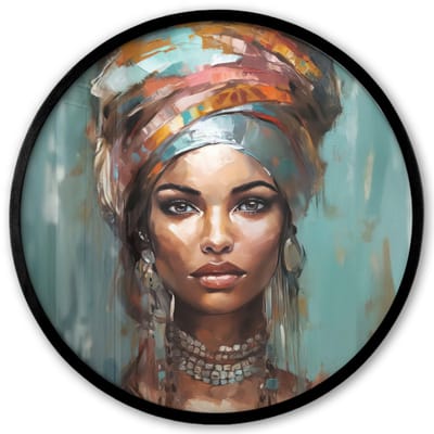 Poster in lijst Rond - Fotolijst 40x40 cm - Posters - Vrouw - Kunst - Sieraden - Portret - Ronde posterlijst zwart - Decoratie - Wanddecoratie woonkamer - Muurdecoratie slaapkamer