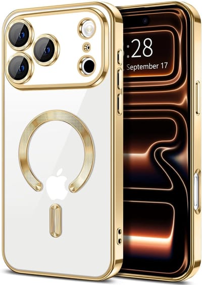 Hoesje Geschikt voor iPhone 17 Pro Max Hoesje - Geschikt voor MagSafe - Arara siliconen Backcover - Goud