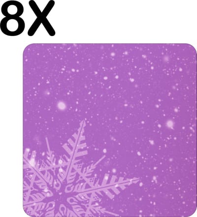 Luxe Placemat - Paarse Winter Achtergrond - Kerst Sfeer - Set van 8 Placemats - 50x50 cm - 2 mm dik Vinyl - Anti Slip - Afneembaar