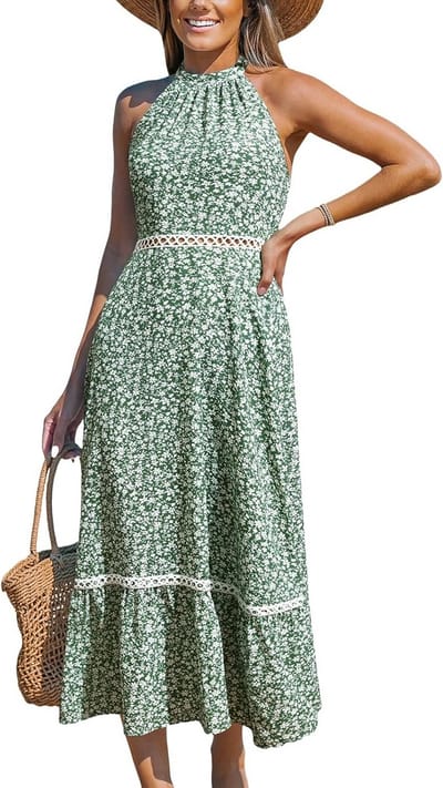 Dames Halterneck Jurk met Uitsnijdingen in Paisley Patroon voor de Zomer