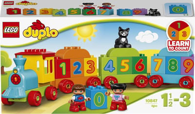 LEGO 10847 DUPLO Getallentrein, Treinspeelgoed met Getallen en Kleurrijke Stenen, Educatief Speelgoed voor Peuters van 1,5 Jaar Oud
