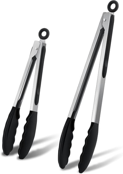 Roestvrijstalen Grilltangen Set van 2, 33.5 cm en 26.5 cm, Voor Vlees en Koken, Hittebestendig en Vaatwasmachinebestendig, Perfect voor Barbecue en Grillen