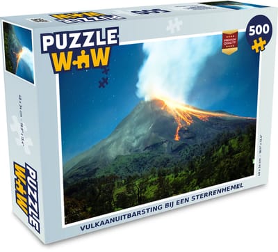 Puzzel Vulkaanuitbarsting bij een sterrenhemel - Legpuzzel - Puzzel 500 stukjes