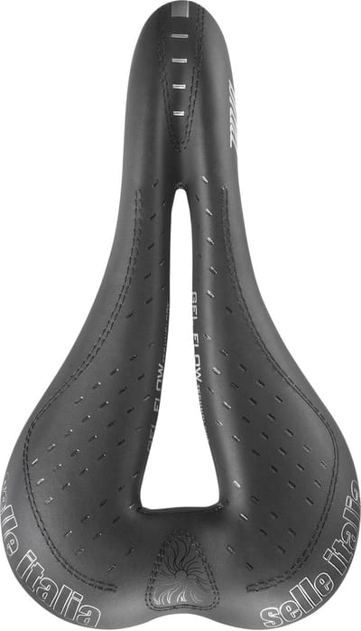 Diva Gel Flow - Dameszadel voor Stadsfietsen, Mountainbikes, Toerfietsen en Pendelfietsen, Anatomische Vorm, Extra Gelvulling, Mangaankoolstof Frame, Shock Absorber Technologie, Flow Gaten voor Ventilatie, Afmetingen L2 152 x 270 mm, Gewicht 285 g