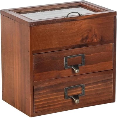 Oorbellen Sieradenkist - Juwelendoosje Opbergdoos - Sieraden Organiseren - Houten Met Lade - 31W x 20H cm - Naturel