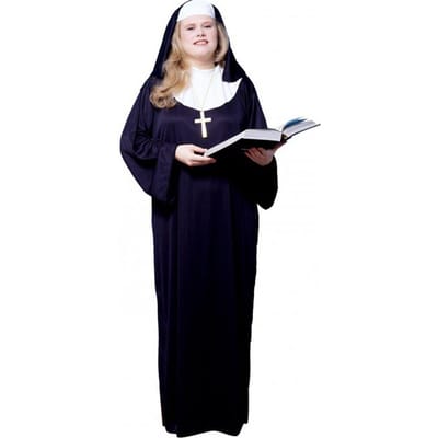 Déguisement Halloween Déguisement Nonne Cosplay Combinaison et Foulard Croix Sœur Adulte Traditionnelle Robe Noire Déguisements Religieux L&Other blue