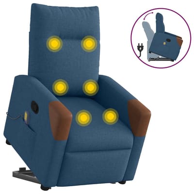 vidaXL - Sta-op-massagestoel - verstelbaar - stof - blauw