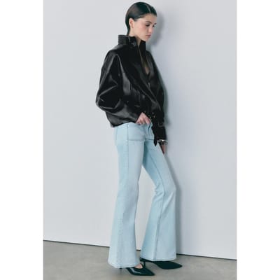 Stradivarius Balloon-jack met riem en leereffect  Zwart XS
