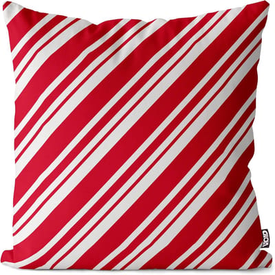 Kerst Kussenhoes - Decoratief Kussen - Buiten & Binnen - Waterafstotend Materiaal - 60 x 60 cm - Rood Wit