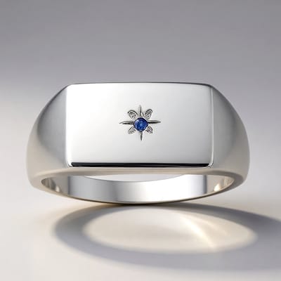 Cavill - Zilveren ring met blauwe saffier 0,01 ct - 925 Sterling zilver met platina plating - Elegante ronde damesring uit Madagaskar