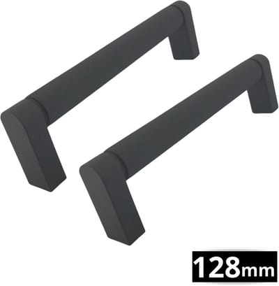 2X Handgreep 128mm RVS Zwart – Greepjes - Handgreep - Handgrepen keukenkastjes - Handvatten - Meubelgreep Zwart - Handgrepen voor deurtjes