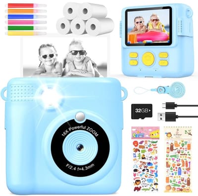 VH Supplies® Polaroid Camera - Polaroid Printer - Instant Camera - 1080P - 32 GB Geheugen - Blauw