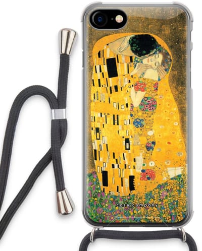 Case Company® - Hoesje met koord geschikt voor iPhone SE 2020 hoesje met Koord - Der Kuss - Telefoonhoesje met Zwart Koord - Bescherming aan alle Kanten en Over de Schermrand