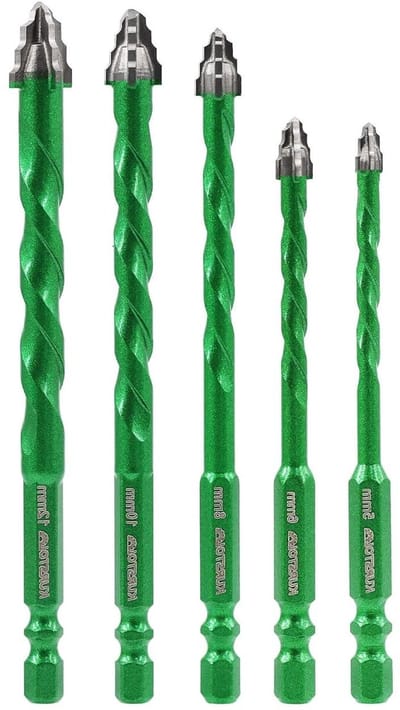 Metselwerk Boor Set - Carbide Boren - Precisie Boren - Vierzijdig Kruis-Stap Tip - 5 Stuks - Metaal