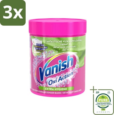 3 x Vanish Oxi Action - Extra Hygiene - Vlekkenverwijderaar Poeder - Zonder Bleek - Gekleurde Was - 470 Gram - Grootverpakking - Vlekkenverwijderaar - Waspoeder - Gekleurde Was - Hygiënische Was - Vlekken Verwijderen