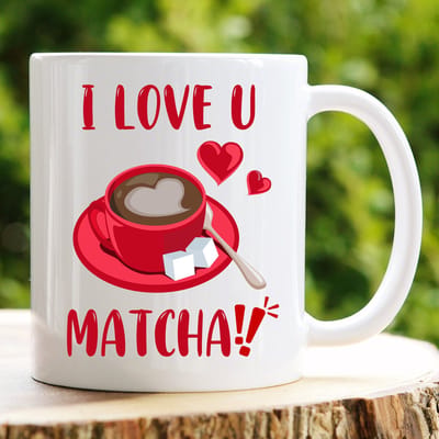 I Love U Matcha Mok - Kawaii - Cadeautje voor vriendin - Valentijn cadeautje voor haar - Valentijnsdag - Verjaardag cadeau - Cadeau voor man - Cadeau voor vrouw - Grappige - Koffie mok