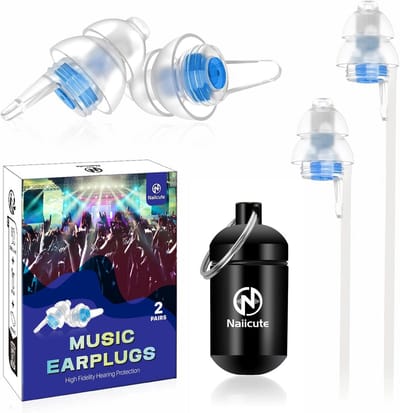 Ruisonderdrukkende oordopjes voor muziek en evenementen - 2 paar, incl. koord en aluminium koffer