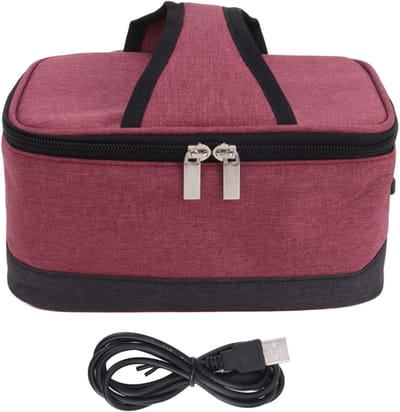 Elektrische Lunchbox - Verwarmbare Tas - Onderweg Eten - Constante Verwarming - 22 x 17 x 10 cm - Bordeaux