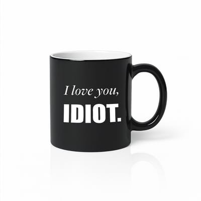 Grappige “I Love You, Idiot” Zwarte Magic Mok – Stoer Romantisch & Humoristisch Cadeau – 330 ml Warmtegevoelige Koffiemok