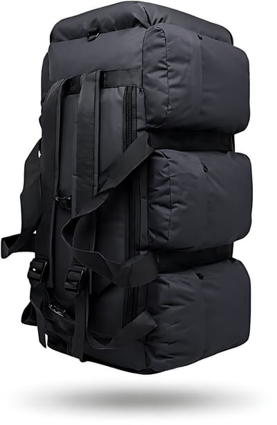 CarryQuest® - 90L Wandelrugzak - Militaire - Multifunctionele Nylon Hiking Backpack met Laptopvak - Rugventilatie - Front- & Toploader - Grote Trekking Backpack - 76x38x36 cm - Zwart