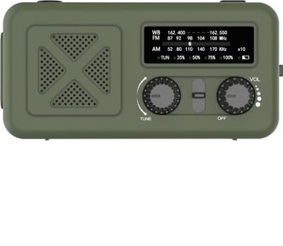 FLOKOO Noodradio – Solar & Hand Crank Powerbank – Inclusief 21700 Batterij – AM/FM/WB Emergency Radio – Zaklamp & SOS – Onmisbaar bij stroomuitval en noodsituaties – Groen