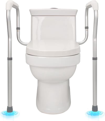 Toilet Steun - Badkamer Hulp - Veilig Opstaan - Verstelbaar In Hoogte - 5 Posities - Zilver