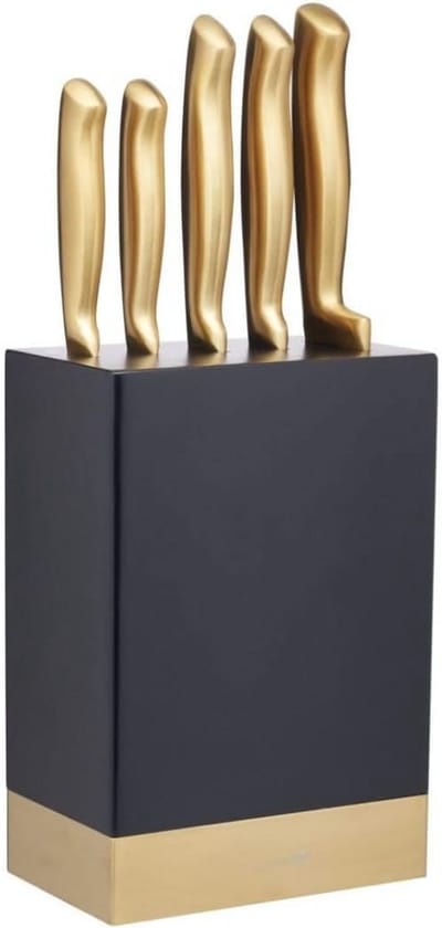 DailySupplies® Messenset met Blok - Messensets met Messenblok - Koksmes - Keukenmessen Set - Super Scherp - Goud en Zwart