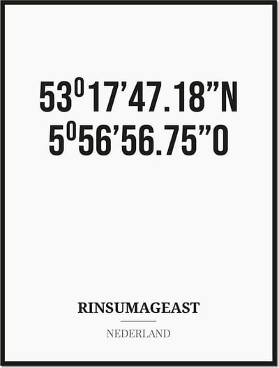 Poster/kaart RINSUMAGEAST met coördinaten