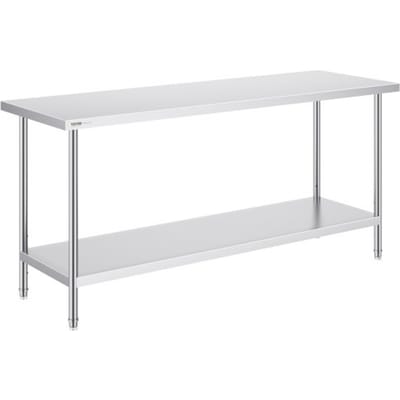 VEVOR RVS-werktafel, robuuste metalen werktafel met 3 verstelbare hoogtes, commercieel werkstation voor keuken, garage, restaurant, achtertuin 610 x 1829 x 864 mm