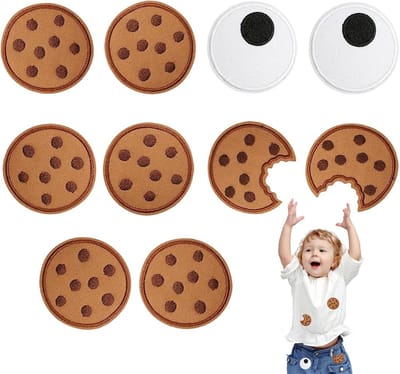 Set van 10 Strijkapplicaties voor Kostuums, Crumb Monster, Geborduurde Cookies, Creatieve Naaiaccessoires, Feestdecoratie