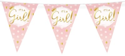 Party flags foil it's a girl! | 6 stuks