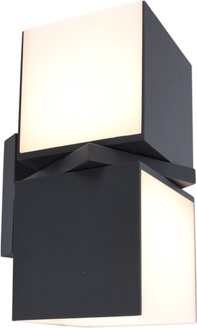 LUTEC Cuba - LED wandlamp voor buiten - AWARD WINNING DESIGN - 2 draaibare lampen - Verticaal en horizontaal monteerbaar - Premium aluminium - 1000Lm krachtig licht - 3000K warm licht - IP54 extra weerbestendig - Mat zwart