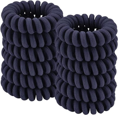 Ponytail Holders en Spiral Haarbanden voor Vrouwen en Meisjes, Sterke Grip, Geschikt voor Alle Haartypes, 12 Stuks in Navy Blauw