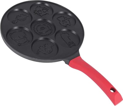 Pannenkoekenpan - Crêpe maker - Familie ontbijt - 7 dierlijke vormen - 43 cm - Zwart