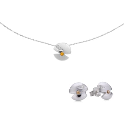 Orphelia Dames 925 Sterling Zilveren Set: Ketting + Oorbellen - Zilver SET-5661