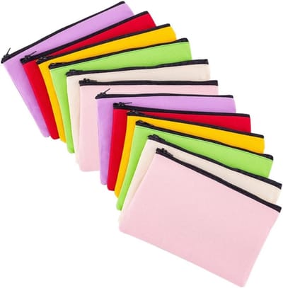 Kleine Zipper Make-up Tas, 12 Stuks, Multifunctionele Cosmetica- en Pennentas, 20 x 12 cm, Ideaal voor Reizen en Organisatie
