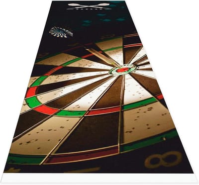 Dartmat 60 x 240 cm - Professionele Vloerbescherming voor Dartbord met Oche en Officiële Gooi-Lijn van 237 cm - Darts Accessoires - Zwart Tapijt