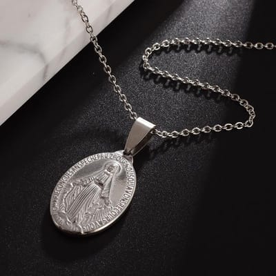 RVS Madonna Letter Hanger Ketting Munt Sieraden Munt Ovaal Getij gray