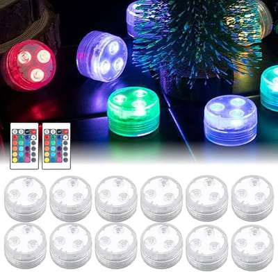 Onderwaterverlichting LED - Theelichtjes met afstandsbediening - Sfeer creëren - IP68 waterdicht ontwerp - 12 stuks - RGB kleuren