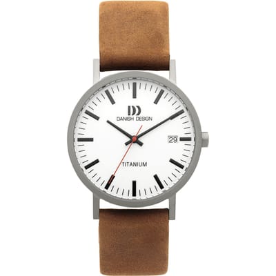 Danish Design Rhine - Horloge Heren - Zilver/Bruin - Luxe - Analoog - Rond - Leer - 39 mm - Quartz