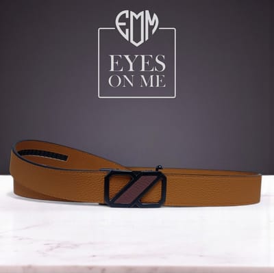 Camel Topgrain leren riem zonder gaatjes met automatische gesp voor heren (Model 8021-CAM)